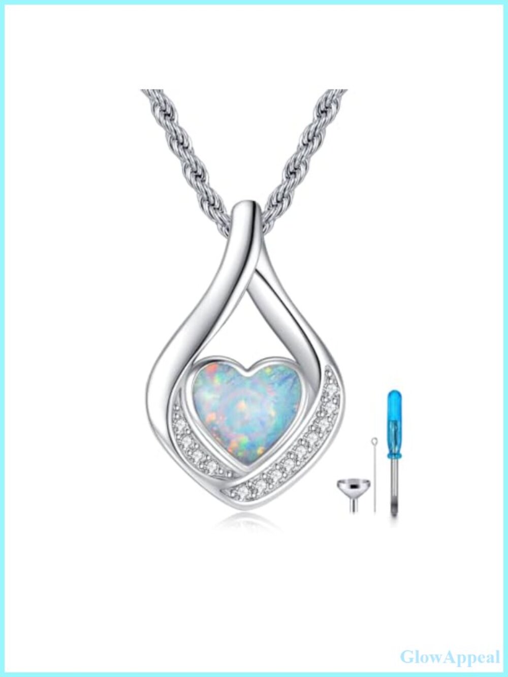 URONE Opal Urn Necklace 925 Sterling Silver Teardrop Cremation Jewelry for Ashes